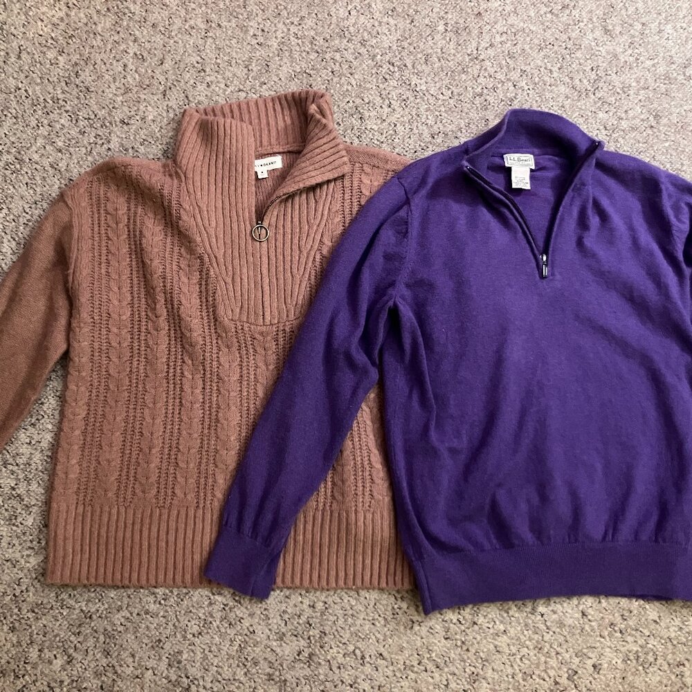 Lot of Two Men's pullover SWEATERS Size Medium - L.L. Bean and Lucky Brand